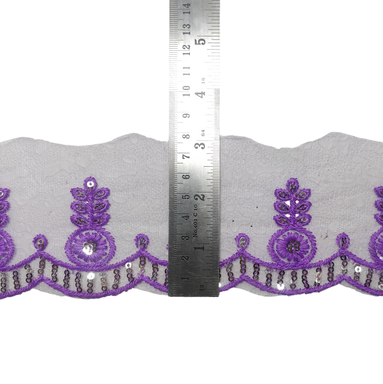Lavender Embroidered Organza Lace For Dresses Decoration Only At Woven Lace & Border Reatilers and Manufactures In Surat