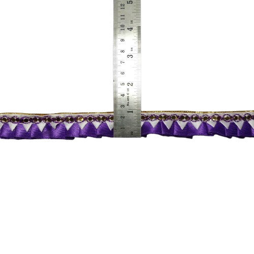 Lavender Satin Golden Samosa Lace border Saree Dress Only At Woven Lace & Border Reatilers and Manufactures In Surat