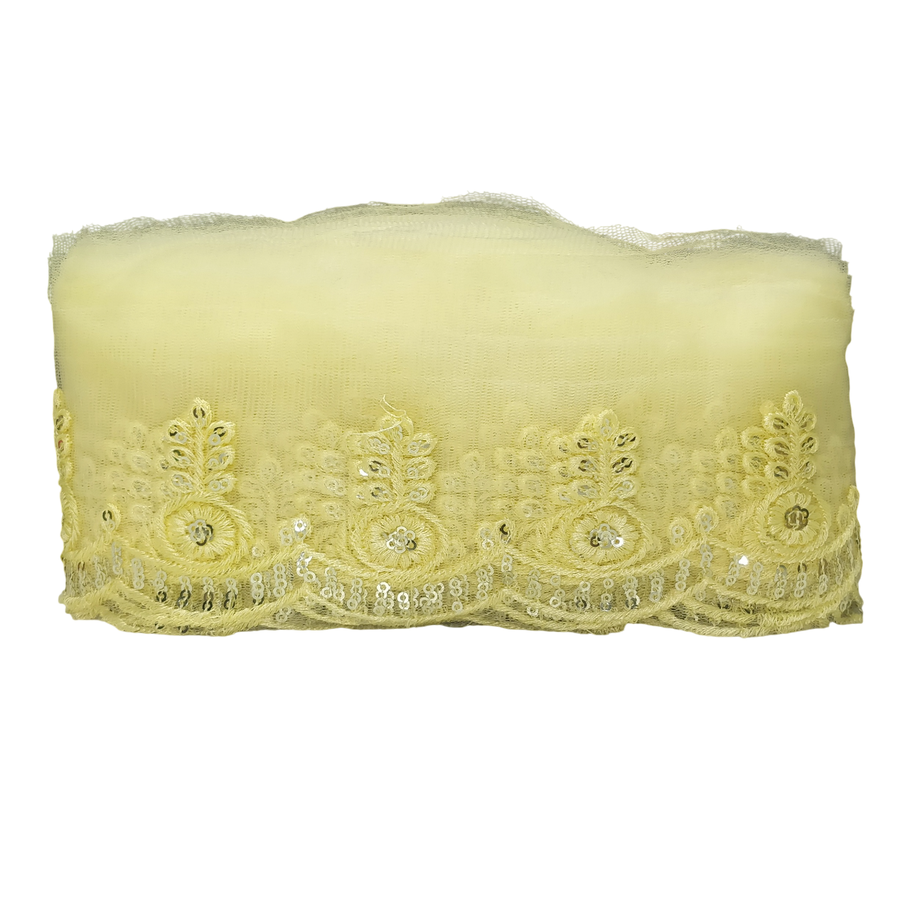 Lemon Embroidered Organza Lace For Dresses Decoration Only At Woven Lace & Border Reatilers and Manufactures In Surat