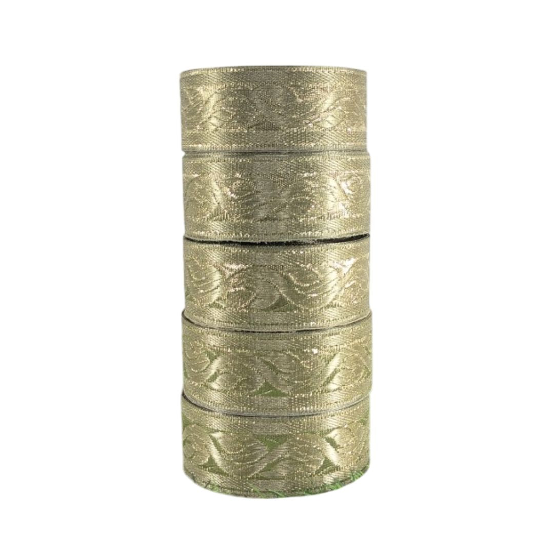 Light GoldJacquard Lace For Wedding Gowns Only At Woven Lace & Border Reatilers and Manufactures In Surat