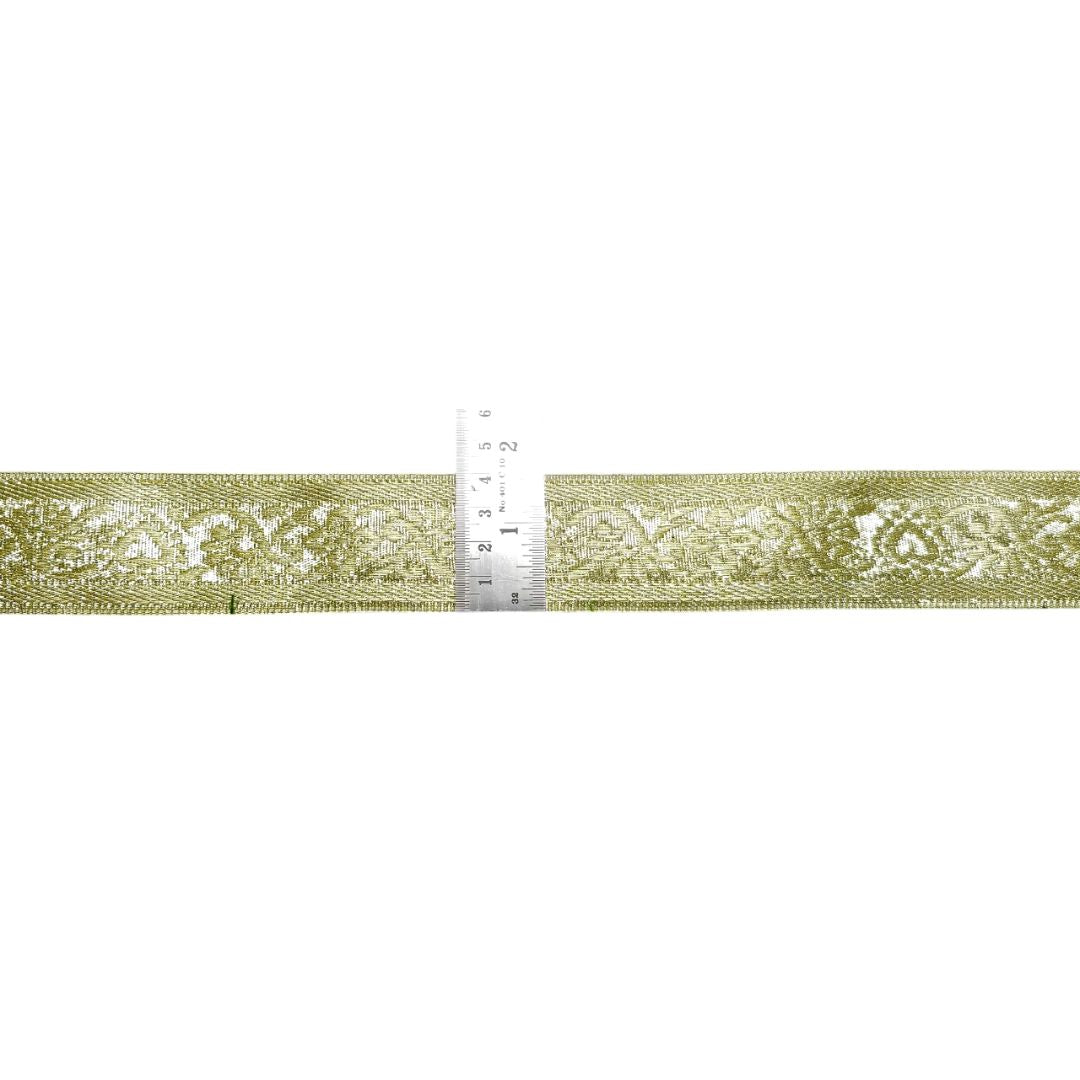 Light Gold Jacquard Lace For Wedding Gowns Decoration Only At Woven Lace & Border Reatilers and Manufactures In Surat
