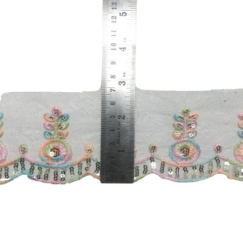 Light Multy Embroidered Organza Lace For Dresses Decoration Only At Woven Lace & Border Reatilers and Manufactures In Surat