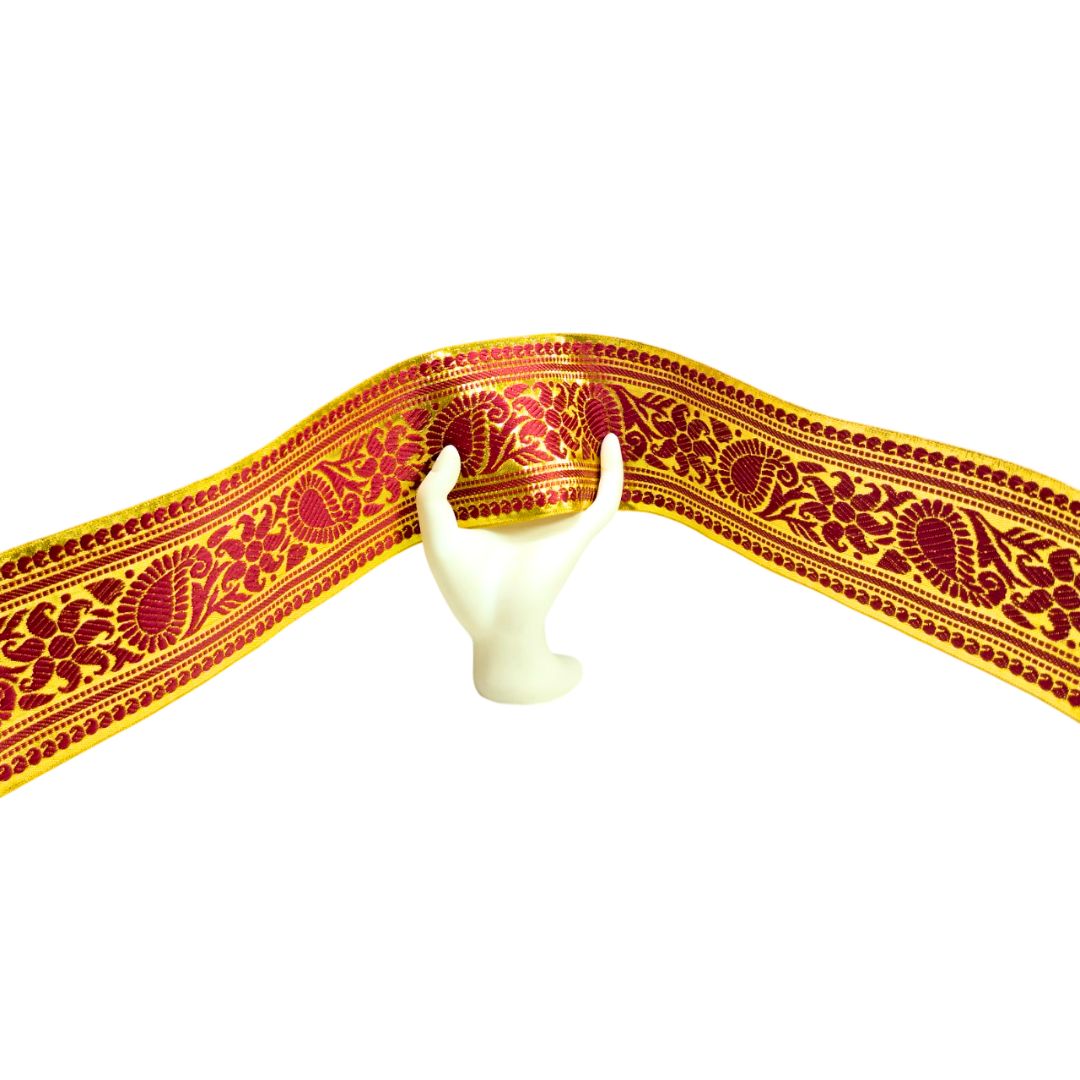 Maroon Zari Lace For Saree And Dress Decoration Only At Woven Lace & Border Reatilers and Manufactures In Surat