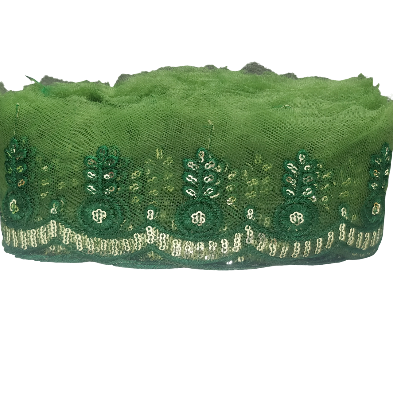Mehandi Embroidered Organza Lace For Dresses Decoration Only At Woven Lace & Border Reatilers and Manufactures In Surat