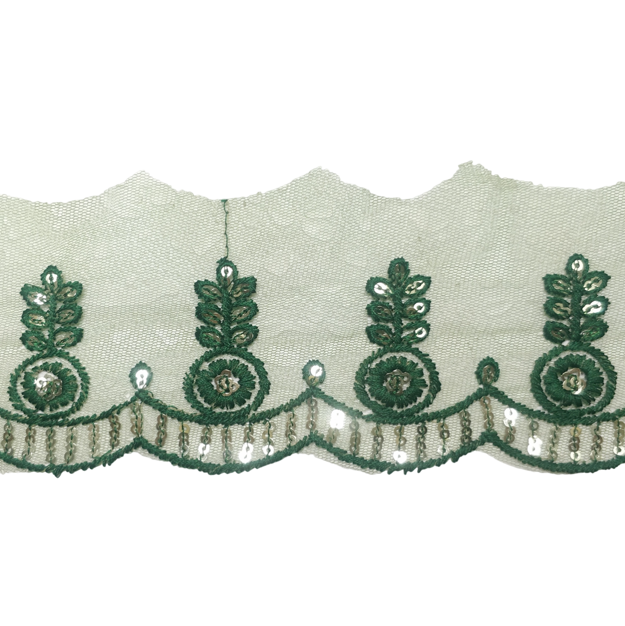 Mehandi Embroidered Organza Lace For Dresses Decoration Only At Woven Lace & Border Reatilers and Manufactures In Surat