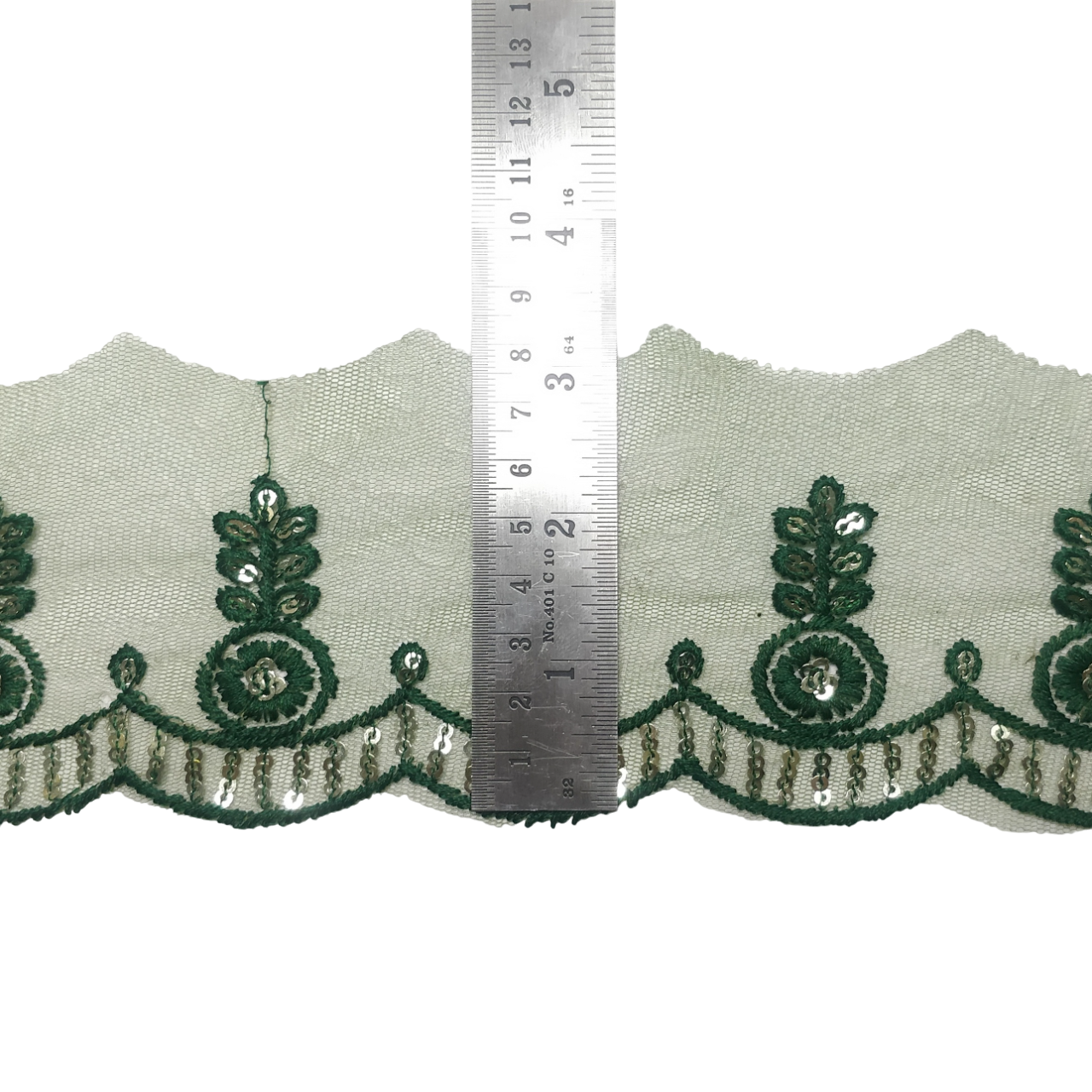 Mehandi Embroidered Organza Lace For Dresses Decoration Only At Woven Lace & Border Reatilers and Manufactures In Surat
