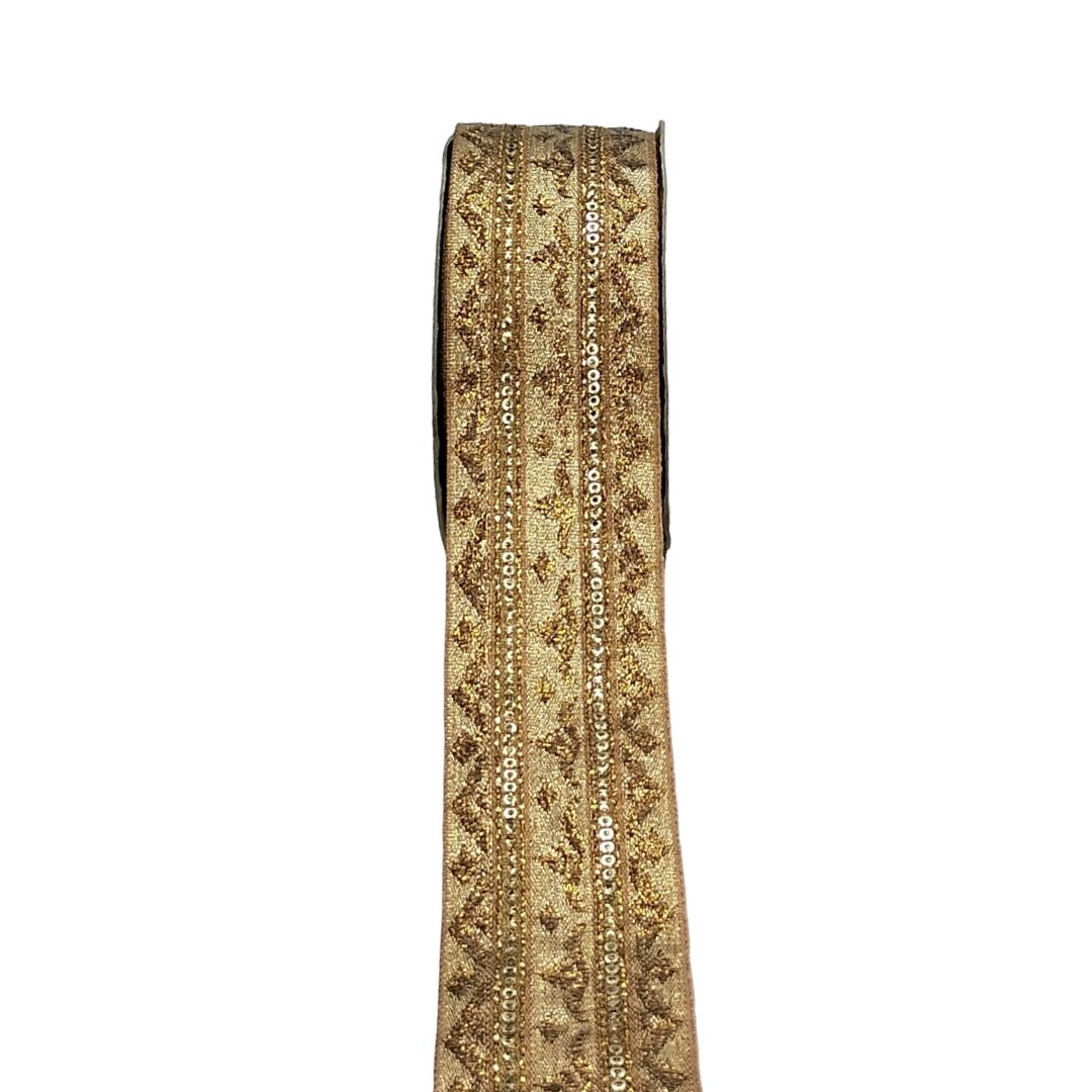 Decorative ribbon with intricate pattern on a white background