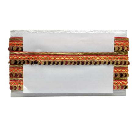 Kurlz 1.25 inch Designer Glitter Sequins with Metallic Zari Lace For Laddo Gopal Poshak, Crafts, Sarees, Lehenga, Suits | Size: 9 Yards