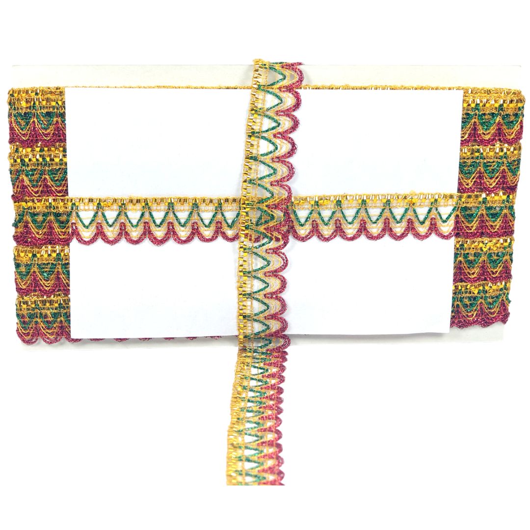 Decorative border with colorful patterns on a white background