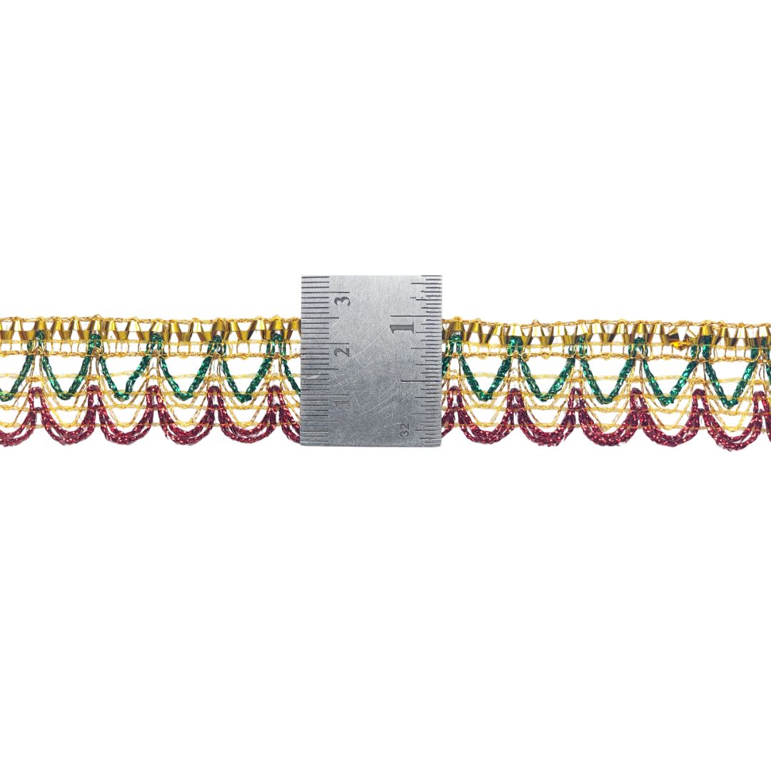 Decorative trim with a ruler for scale on a white background