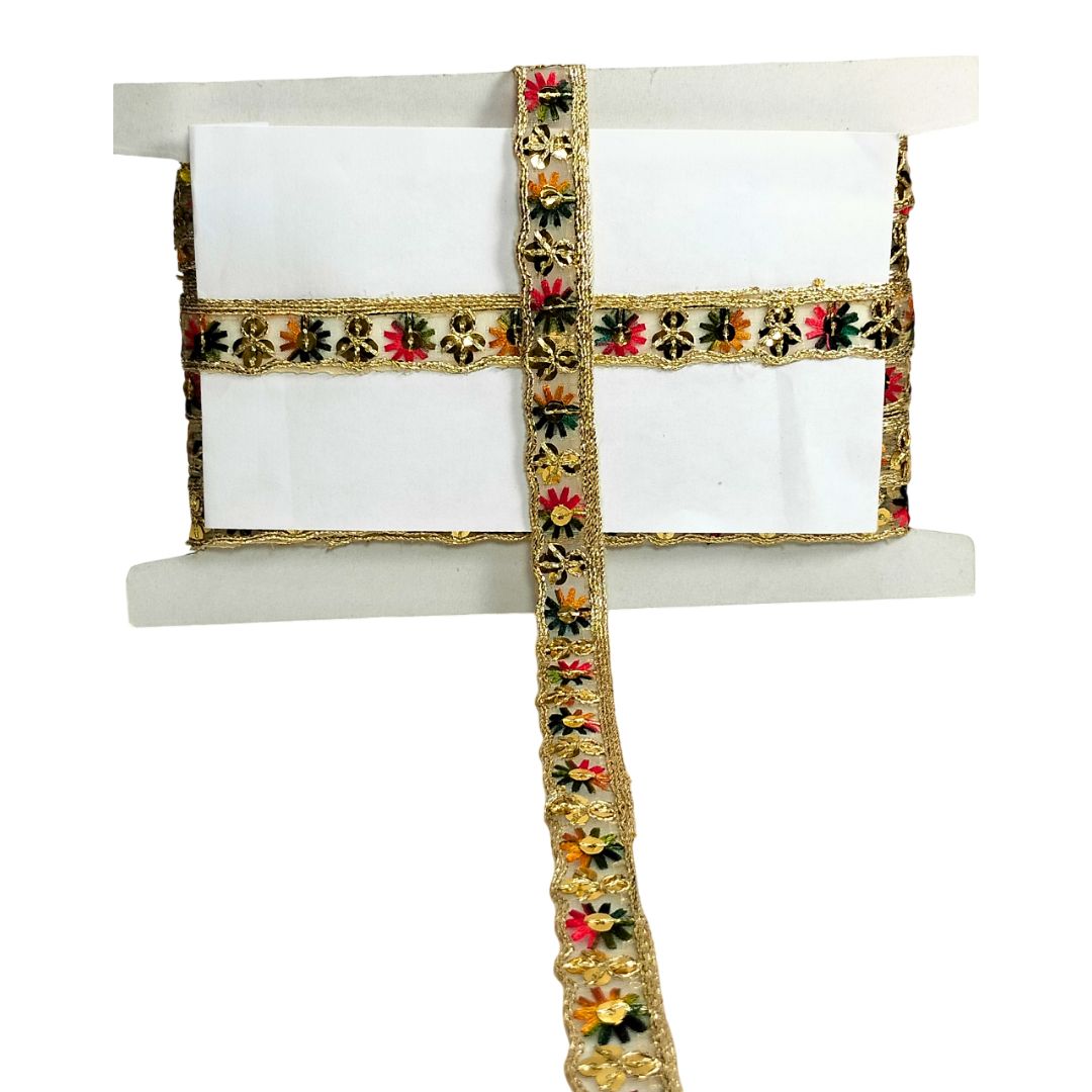 Decorative sash with floral patterns on a white background