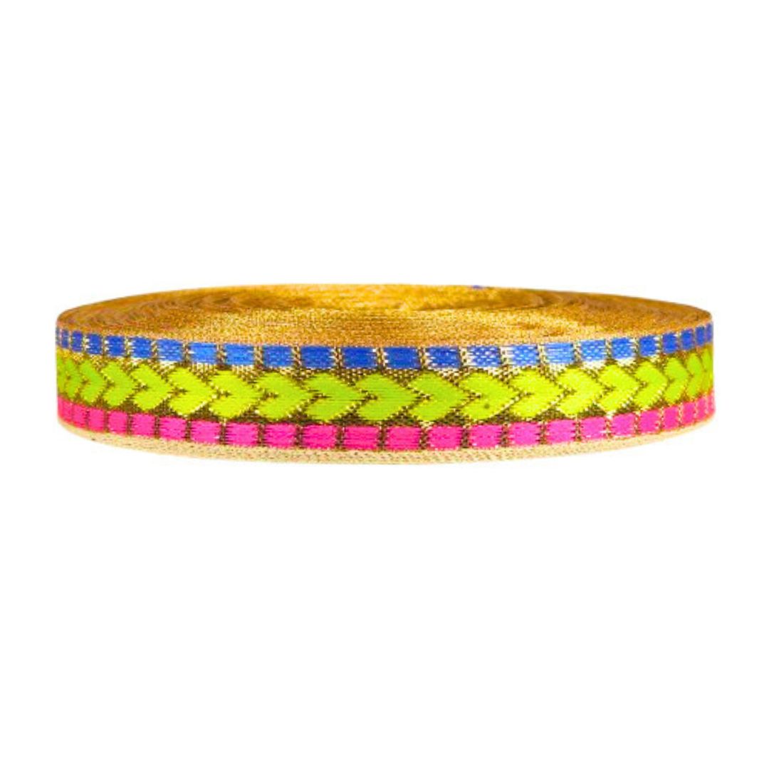 Neon patterned ribbon on a white background