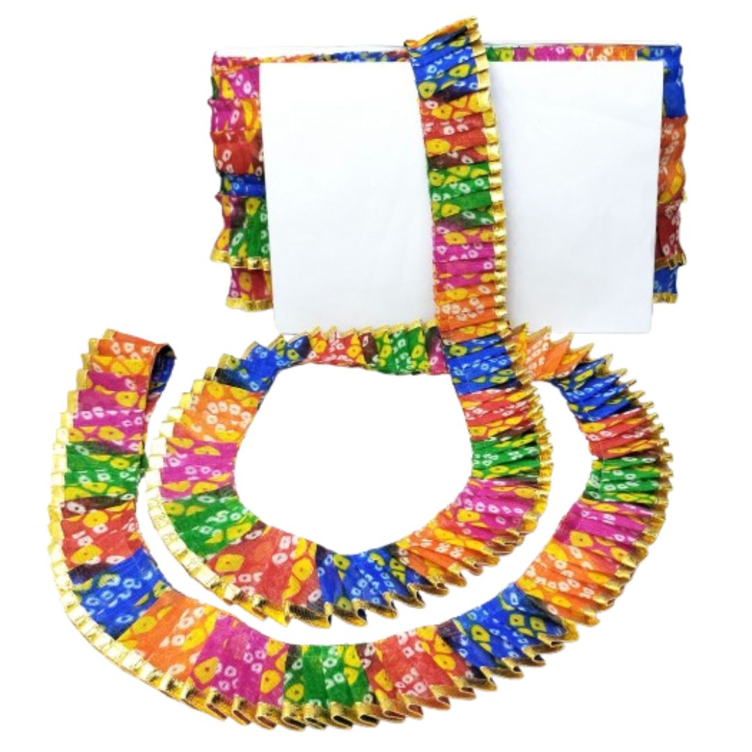 Colorful necklaces with floral patterns on a white background