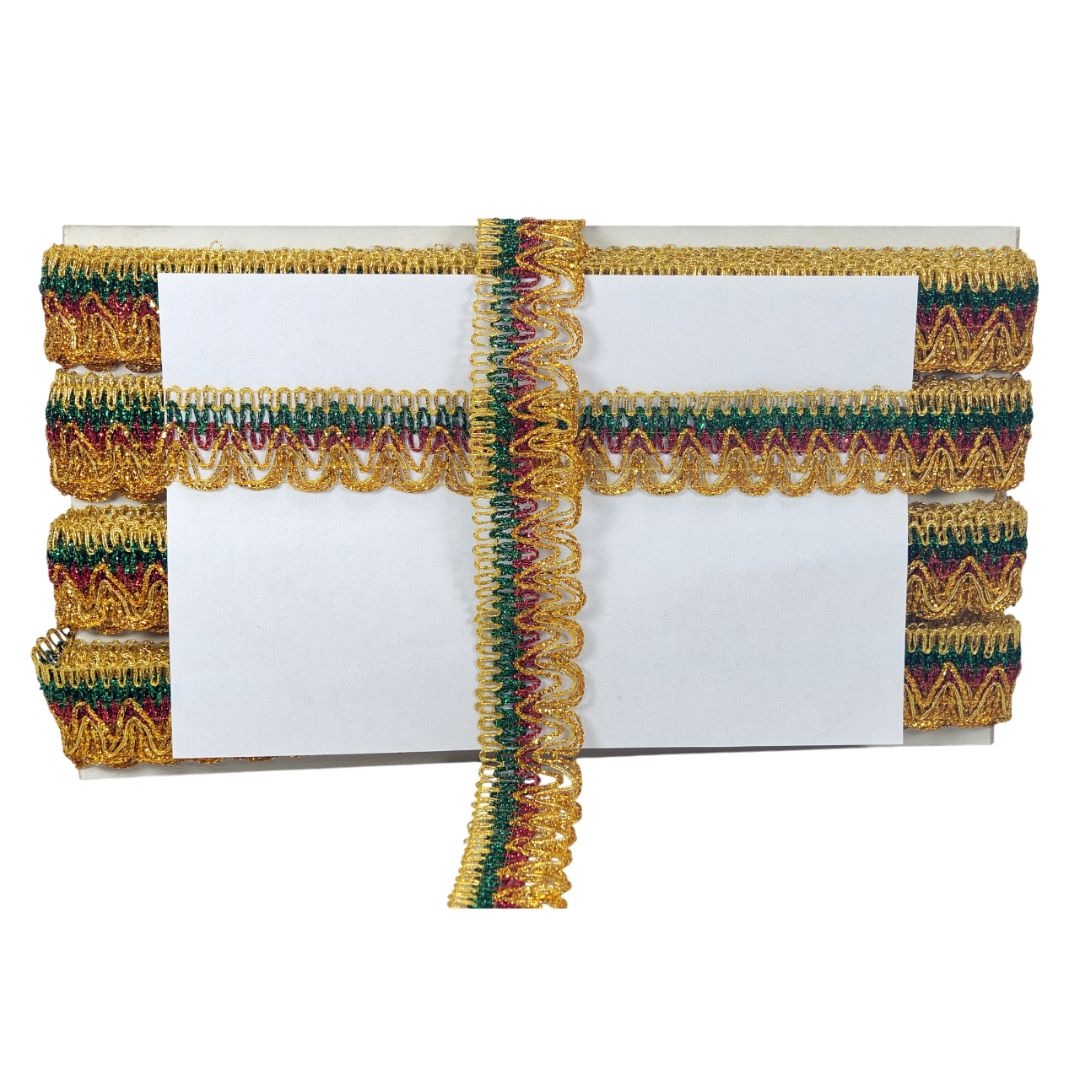 Decorative ribbon with multicolored pattern on a white background