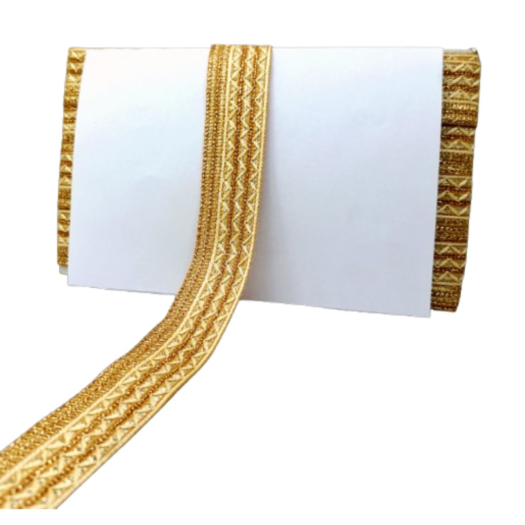 Gold decorative ribbon on a white background