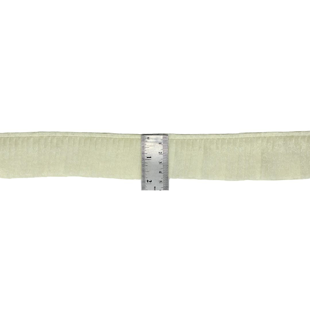 Light green ribbon with a ruler for measurement on a white background