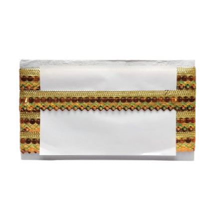 Orange and golden samosa design double colour sequins lace border for saree and lehenga Wholesaler And Retailer In Surat