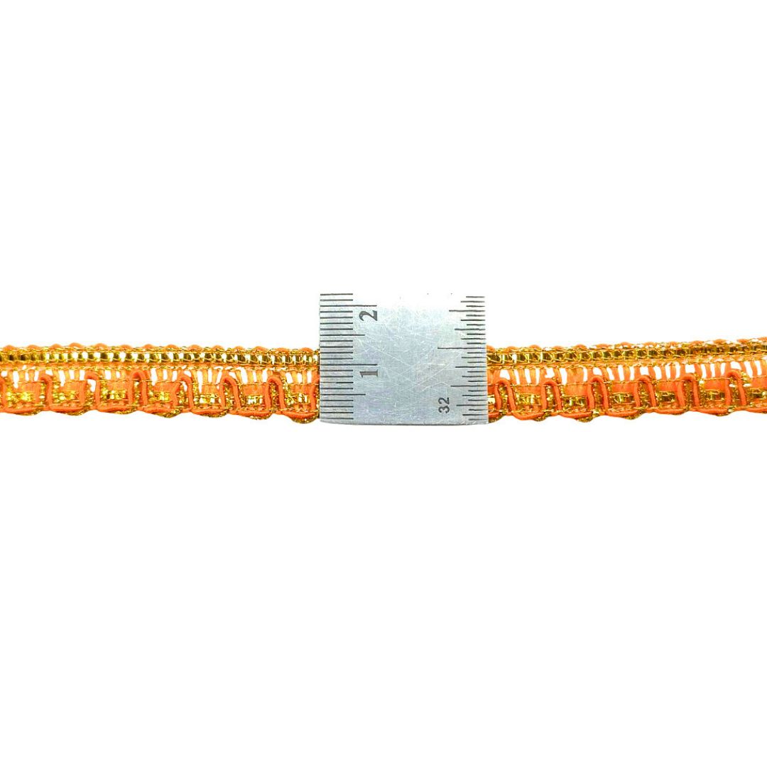 Orange metallic tape measure on a white background