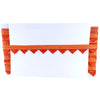 Orange woven chair with a white cushion on a white background