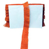 Decorative orange ribbon with tassels on a white background