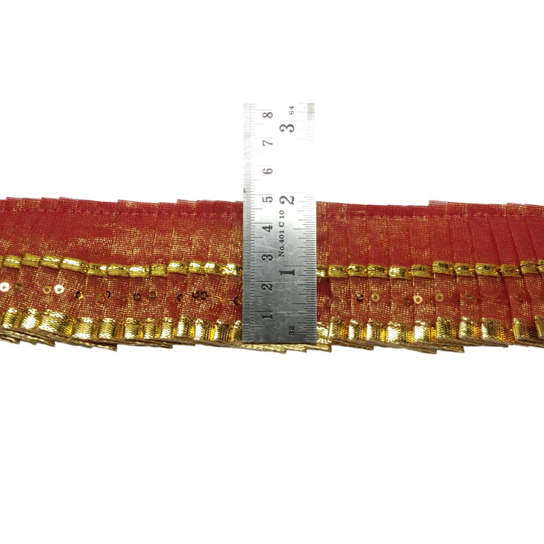 Orange Golden Gota Frill Lace Border For Ghagra Only At Woven Lace & Border Reatilers and Manufactures In Surat