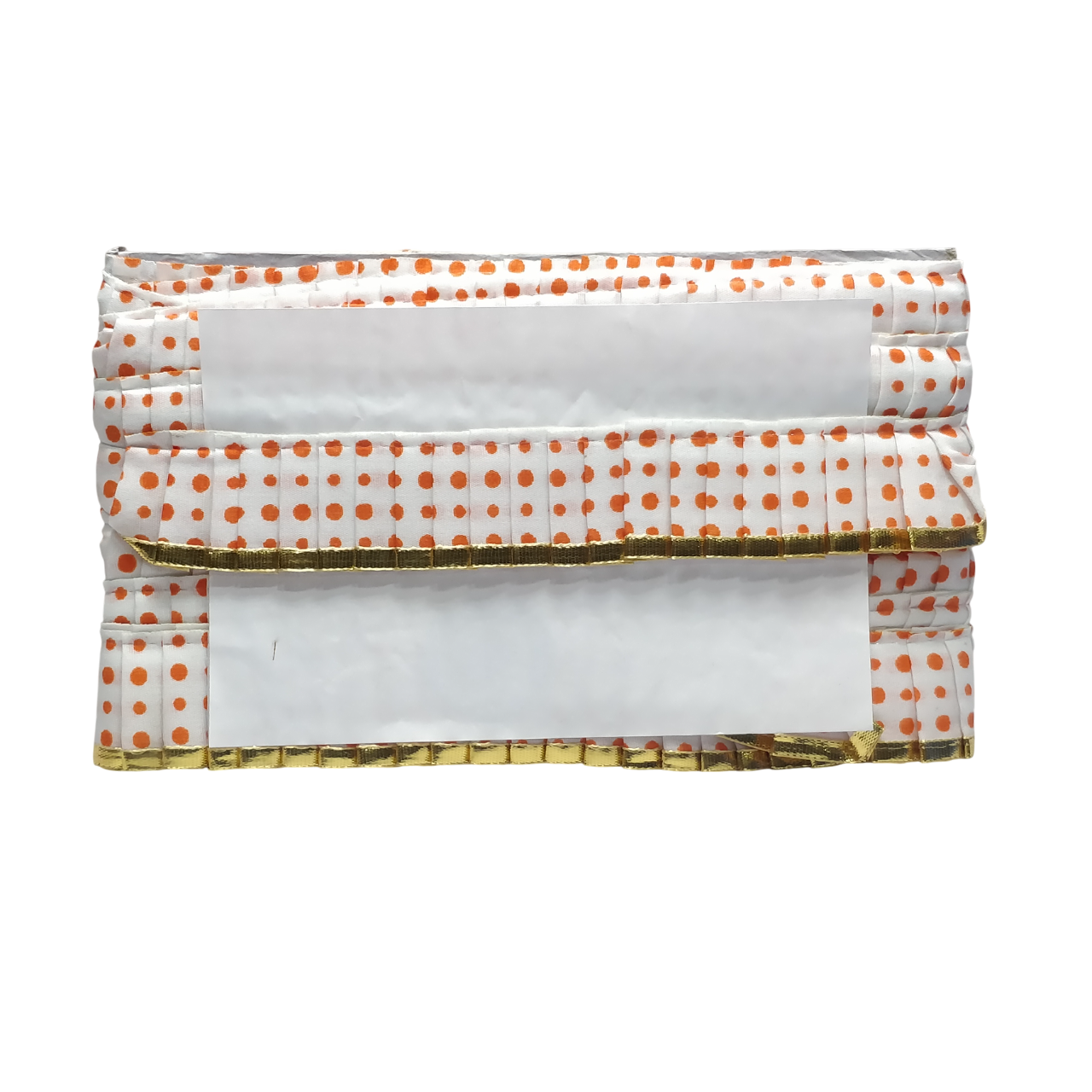 Orange Golden Gota White Satin Silk Frill For Ladoo Gopal Poshak Only At Woven Lace & Border Reatilers and Manufactures In Surat