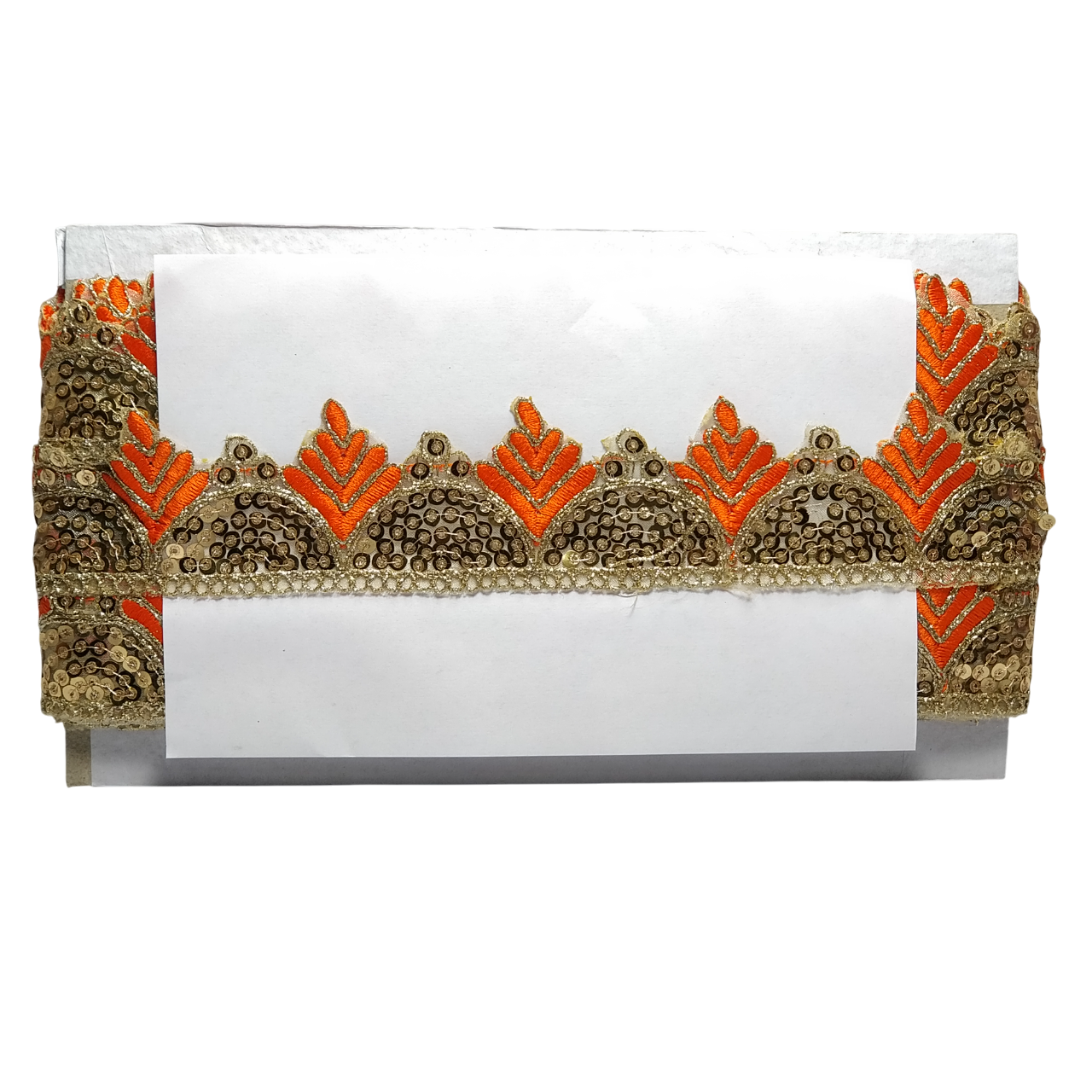 Orange Gota Patti Embroidery Trim Border For Craftwork Only At Woven Lace & Border Reatilers and Manufactures In Surat