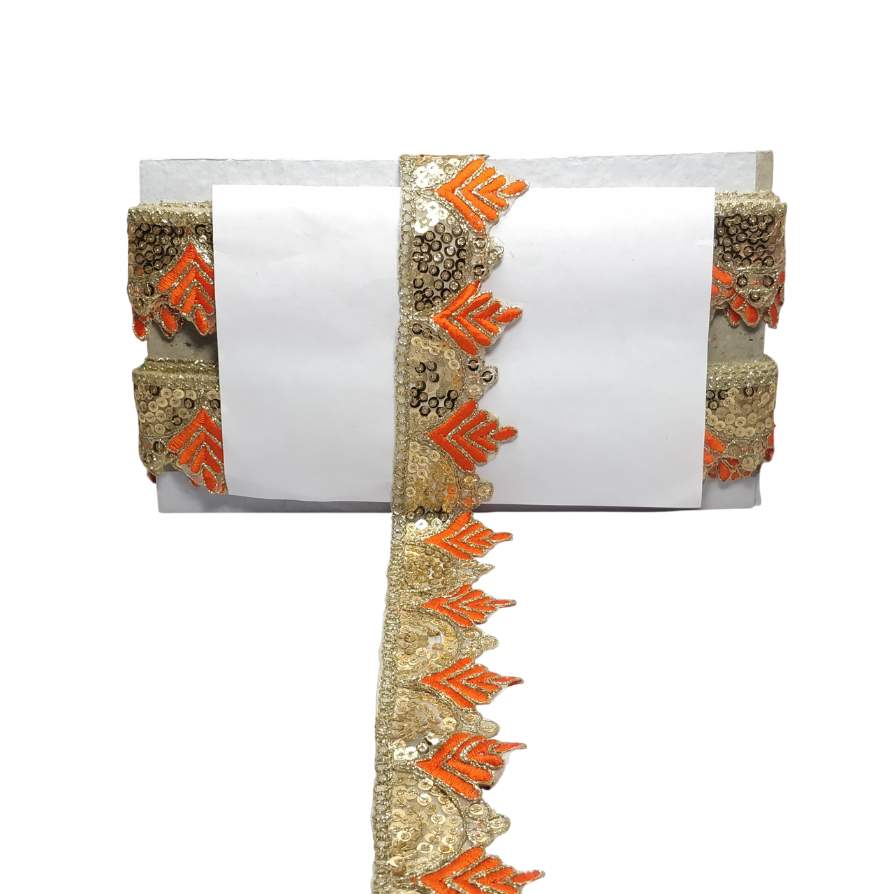Orange Gota Patti Embroidery Trim Border For Craftwork Only At Woven Lace & Border Reatilers and Manufactures In Surat
