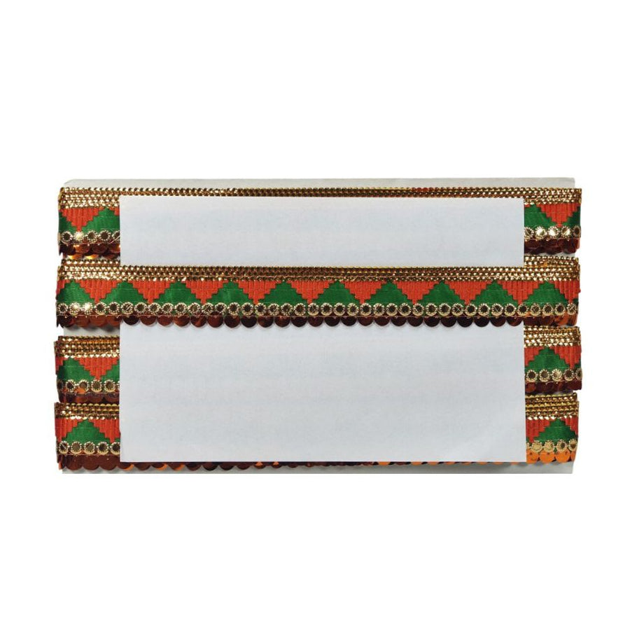 Kurlz 1.25 inch Fancy Satin Cutwork with Sequins Lace for Laddo Gopal Poshak, Handicrafts, School Craft, DIY Crafts | Size: 9 Yards