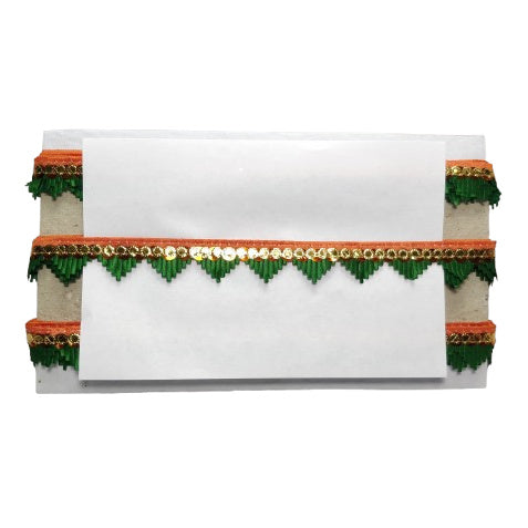 Kurlz 1 inch Double Color Mandir Cutwork Lace For Laddo Gopal Poshak, Aasan, Mata Chunri, School Crafts | Size: 9 Yards