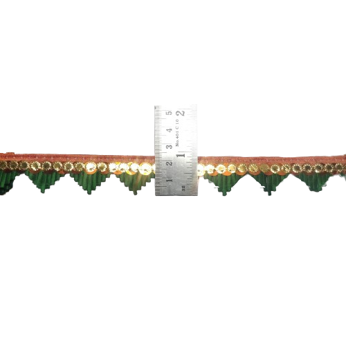 Kurlz 1 inch Double Color Mandir Cutwork Lace For Laddo Gopal Poshak, Aasan, Mata Chunri, School Crafts | Size: 9 Yards