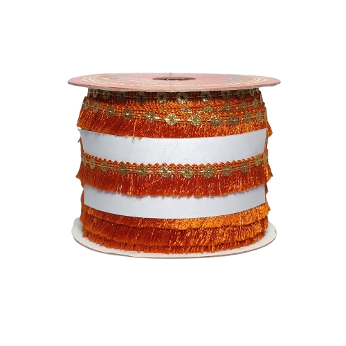 Orange Jhalar Lace For Fashion Accessories and Saree Dress Only At Woven Lace & Border Reatilers and Manufactures In Surat