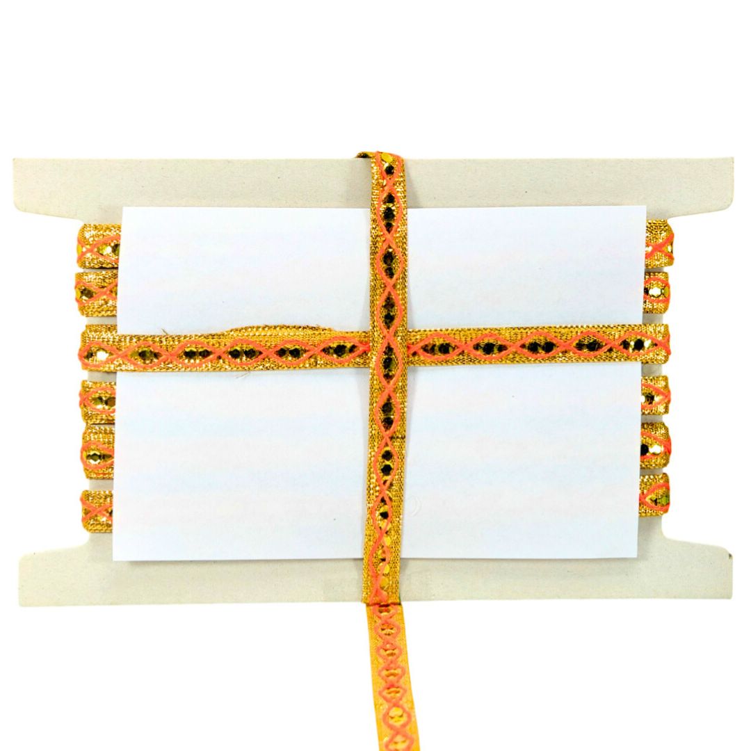 Decorative item with orange and black pattern on a white background