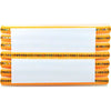 Set of orange name tags with rhinestone accents on a white background