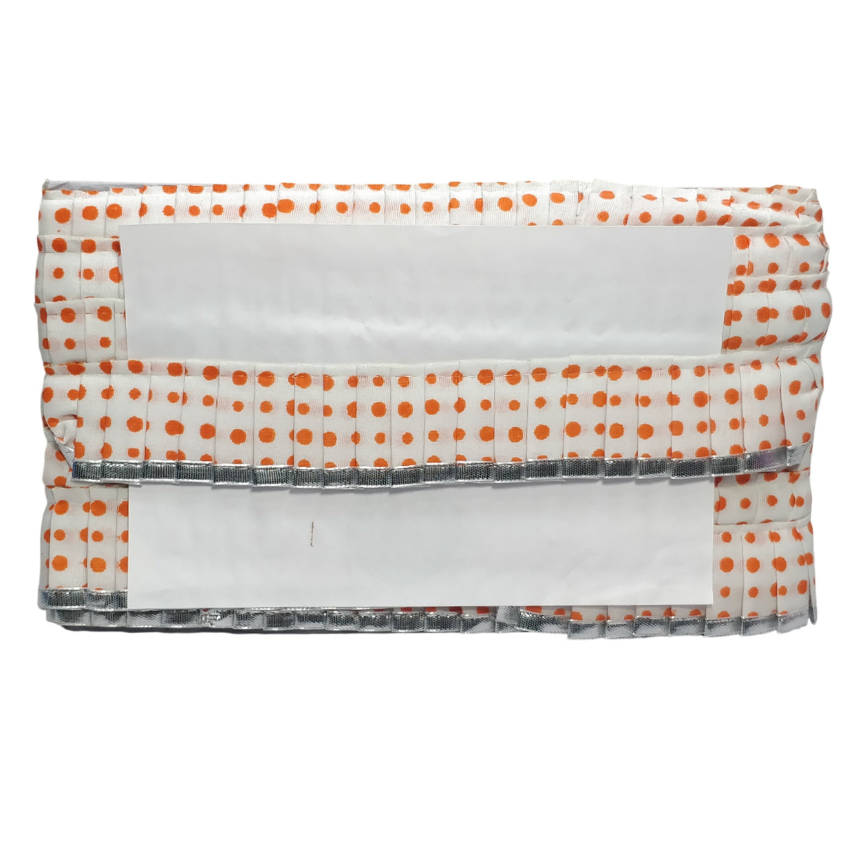 Orange Silver Gota White Satin Silk Frill For Ladoo Gopal Poshak Only At Woven Lace & Border Reatilers and Manufactures In Surat