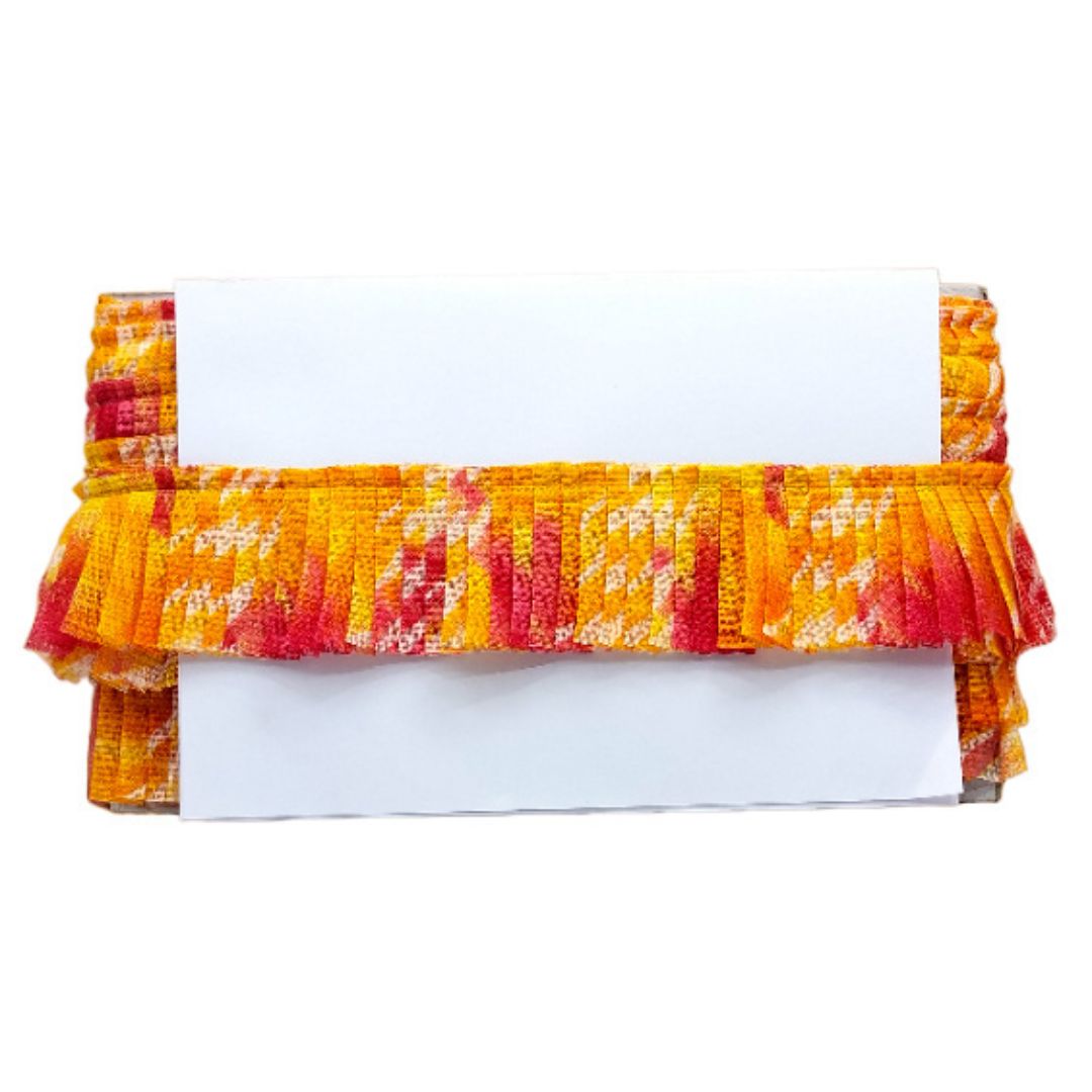 Orange super net doria lehriya print frill for saree and dress decoration Only At Woven Lace & Border Manufacture and Wholesaler In Surat