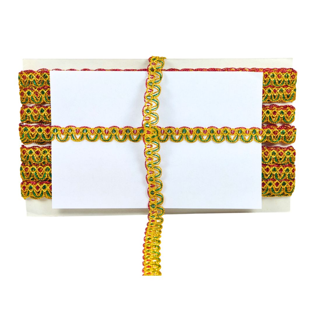 Decorative border with colorful patterns on a white background