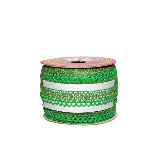 Parrot Green decorative fabric border Saree Dress Only At Woven Lace & Border Reatilers and Manufactures In Surat