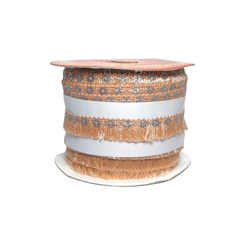 Peach Jhalar Lace For Fashion Accessories and Saree Dress Only At Woven Lace & Border Reatilers and Manufactures In Surat