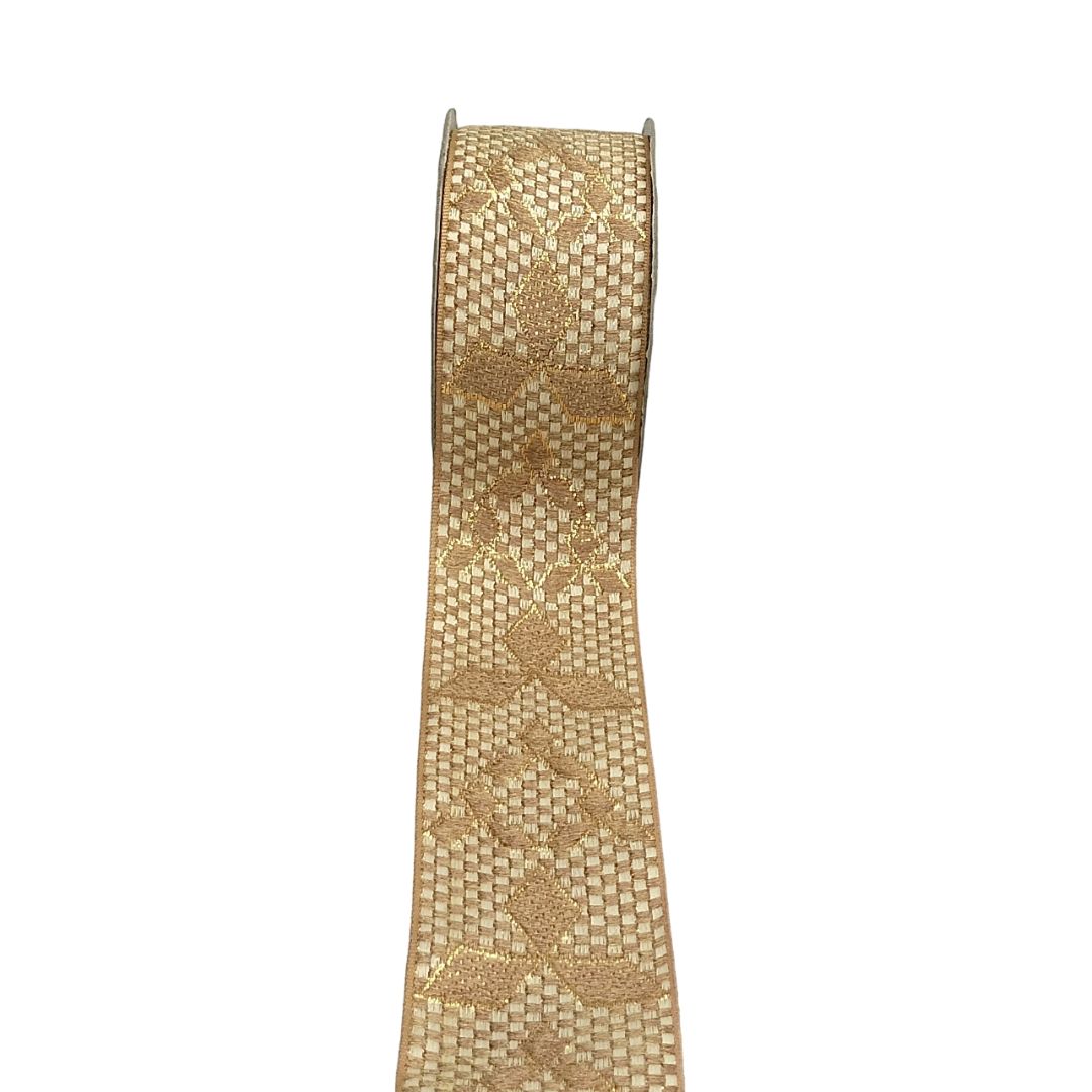 Beige ribbon with pineapple pattern on a white background