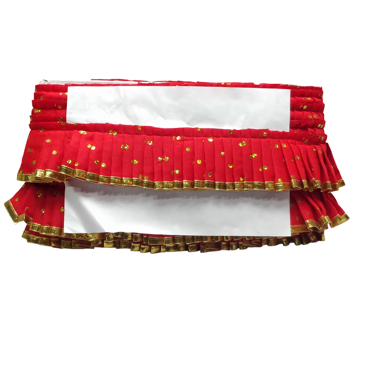 Red Polka Printed Silk Frill For Mataki Chunri Saree And Dress Decoration Only At Woven Lace & Border Reatilers and Manufactures In Surat