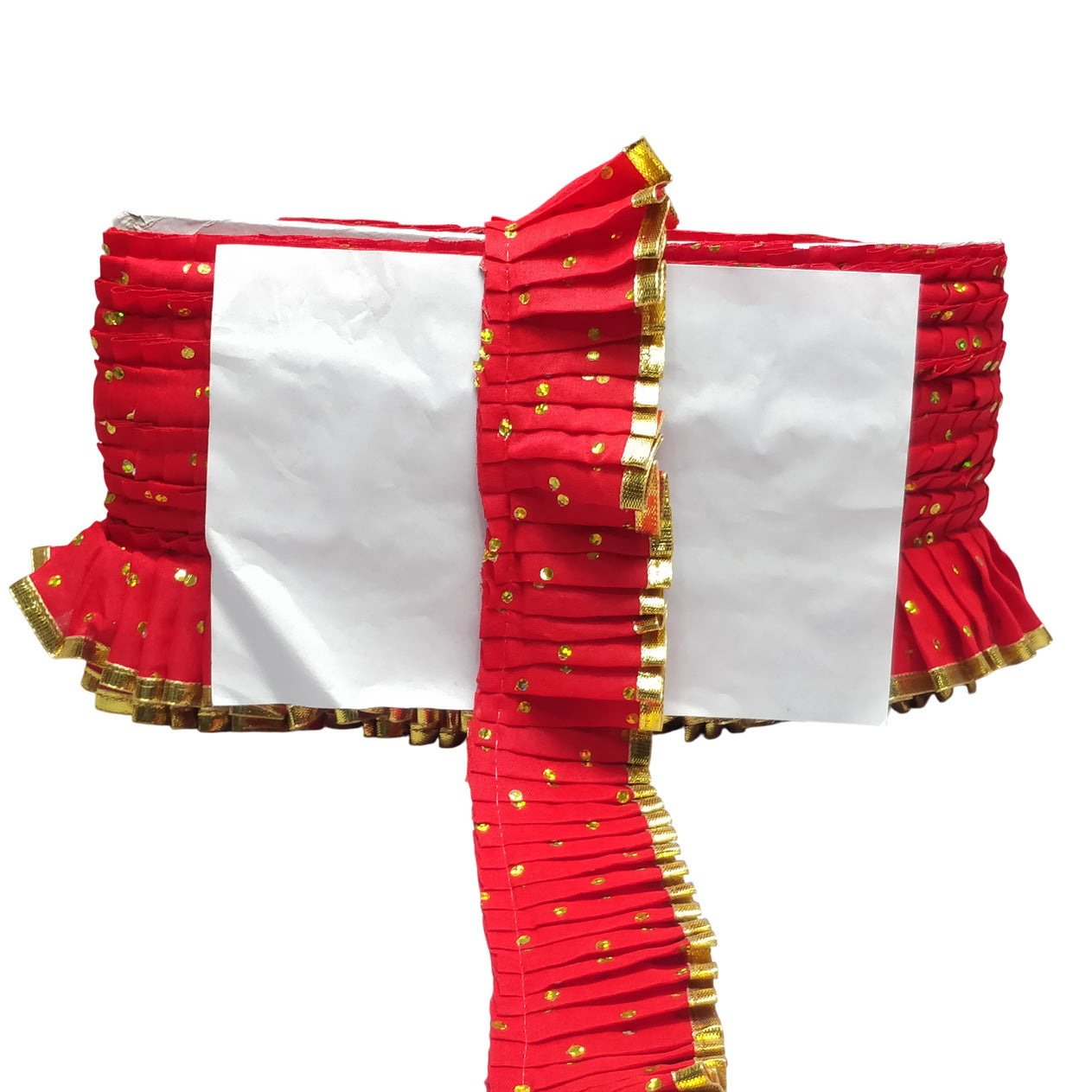 Red Polka Printed Silk Frill For Mataki Chunri Saree And Dress Decoration Only At Woven Lace & Border Reatilers and Manufactures In Surat