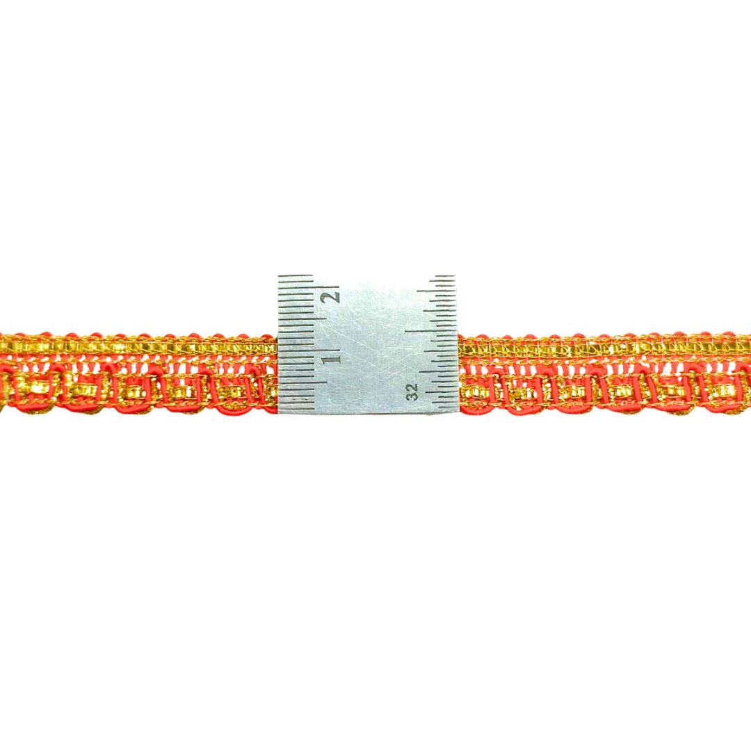 Decorative trim with a measuring tape for scale on a white background