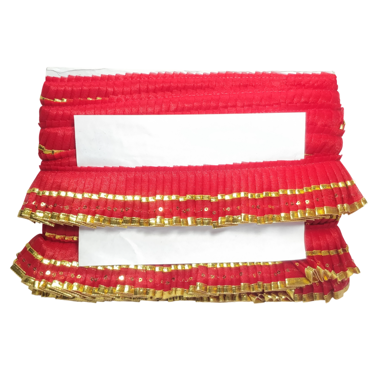 Red Golden Gota Frill Lace Border For Ghagra Only At Woven Lace & Border Reatilers and Manufactures In Surat