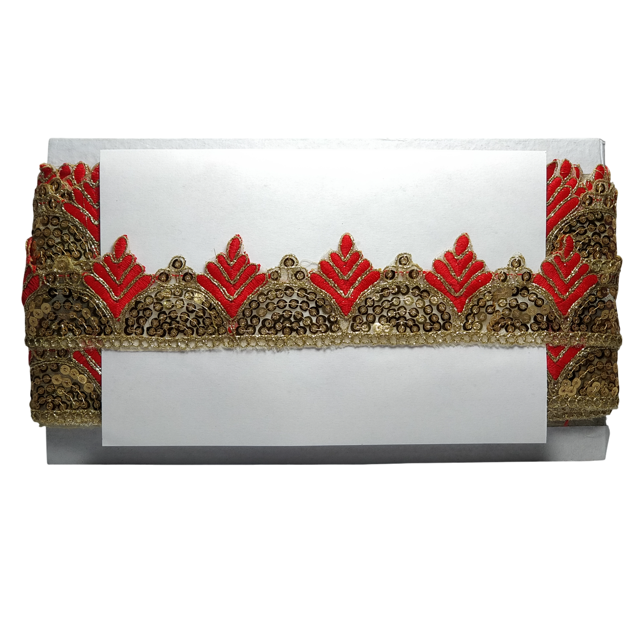 Red  Gota Patti Embroidery Trim Border For Craftwork Only At Woven Lace & Border Reatilers and Manufactures In Surat
