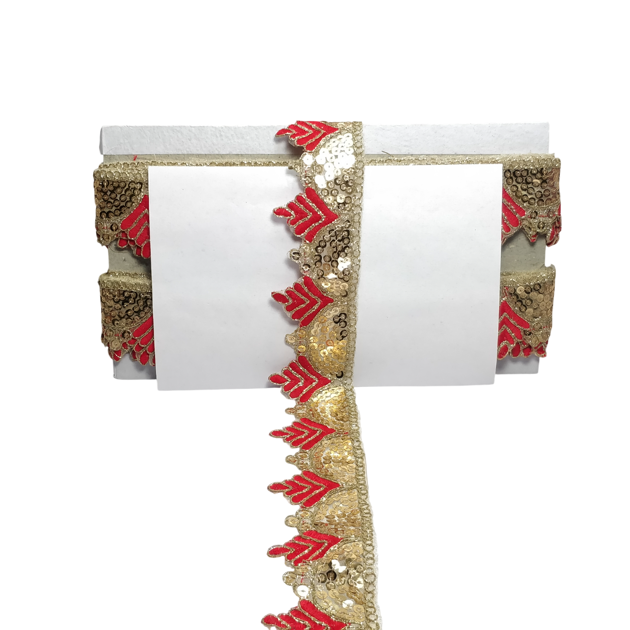 Red  Gota Patti Embroidery Trim Border For Craftwork Only At Woven Lace & Border Reatilers and Manufactures In Surat
