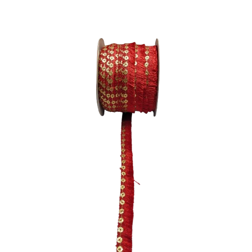Red Jhalar Lace For Fashion Accessories and Saree Dress Only At Woven Lace & Border Reatilers and Manufactures In Surat