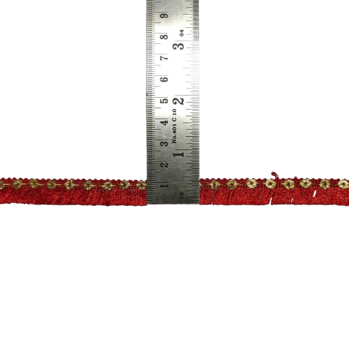 Red Jhalar Lace For Fashion Accessories and Saree Dress Only At Woven Lace & Border Reatilers and Manufactures In Surat