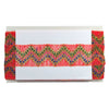 Colorful woven band with a geometric pattern on a white background