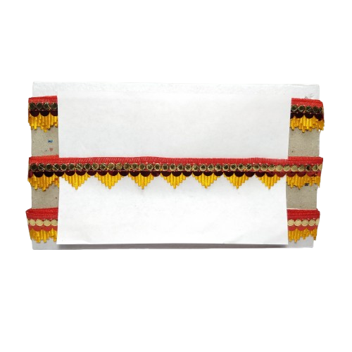 Kurlz 1 inch Double Color Mandir Cutwork Lace For Laddo Gopal Poshak, Aasan, Mata Chunri, School Crafts | Size: 9 Yards